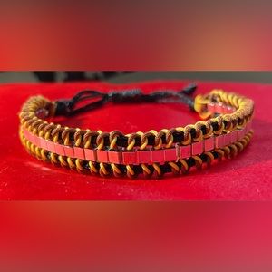 Brand New Threaded Silver Tone Beaded Bracelet